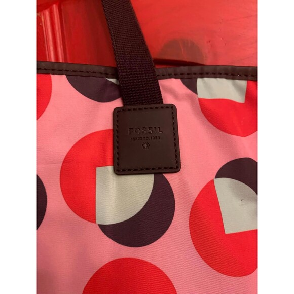 Fossil Lakewood Fuchsia Oversized Shoulder or Tote Bag Pink Green Reversible EUC - Picture 4 of 5